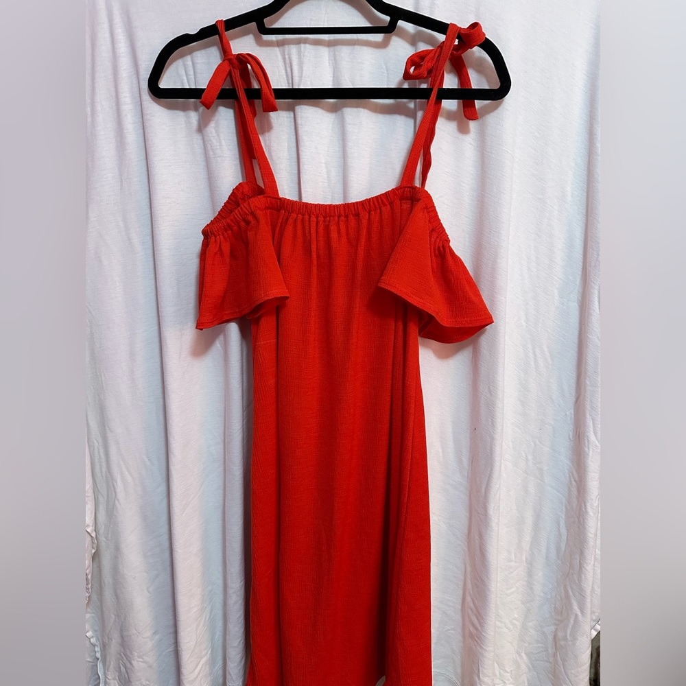 Green Envelope Los Angeles Red Off the Shoulder Tie Dress Size S